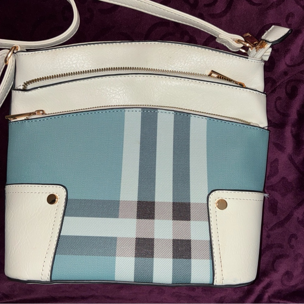 Stylish Blue and White Crossbody Bag